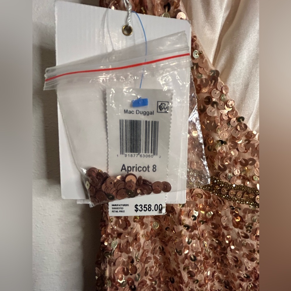 Mac Duggal Rose Gold Sequin Halter Evening Gown - Picture 6 of 9